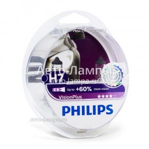 Галогеновые лампы Philips H7 VisionPlus (+60%) - 12972VPS2 (пласт. бокс)