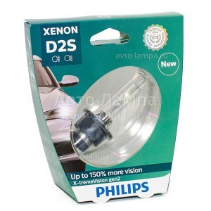 Штатная ксеноновая лампа Philips D2S Xenon X-TremeVision gen2 - 85122XV2S1 (блистер)