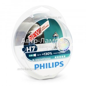 Комплект галогеновых ламп Philips H7 X-TremeVision (+130%) - 12972XV+S2 (пласт. бокс)