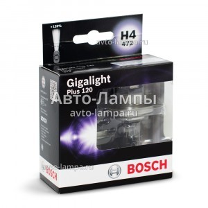 Комплект галогеновых ламп Bosch H4 Gigalight Plus 120 - 1 987 301 106 (диз. упак. x2)