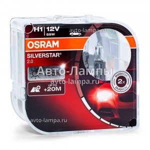 Галогеновые лампы Osram H1 SilverStar 2.0 (+60%) - 64150SV2-HCB (пласт. бокс)