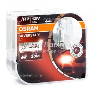 Галогеновые лампы Osram H7 SilverStar 2.0 (+60%) - 64210SV2-HCB (пласт. бокс)