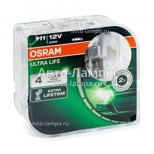 Комплект галогеновых ламп Osram H1 Ultra Life - 64150ULT-HCB (пласт. бокс)