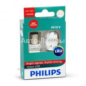 Комплект светодиодных ламп Philips P21/5W Vision LED - 12836REDX2