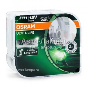 Комплект галогеновых ламп Osram H11 Ultra Life - 64211ULT-HCB (пласт. бокс)
