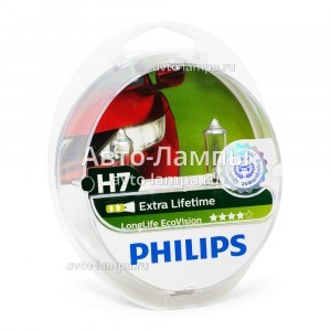 Комплект галогеновых ламп Philips H7 LongLife EcoVision - 12972LLECOS2 (пласт. бокс)