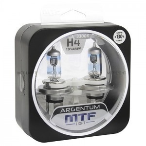 Комплект галогеновых ламп MTF-Light H4 Argentum - H3A1204 (+130%)