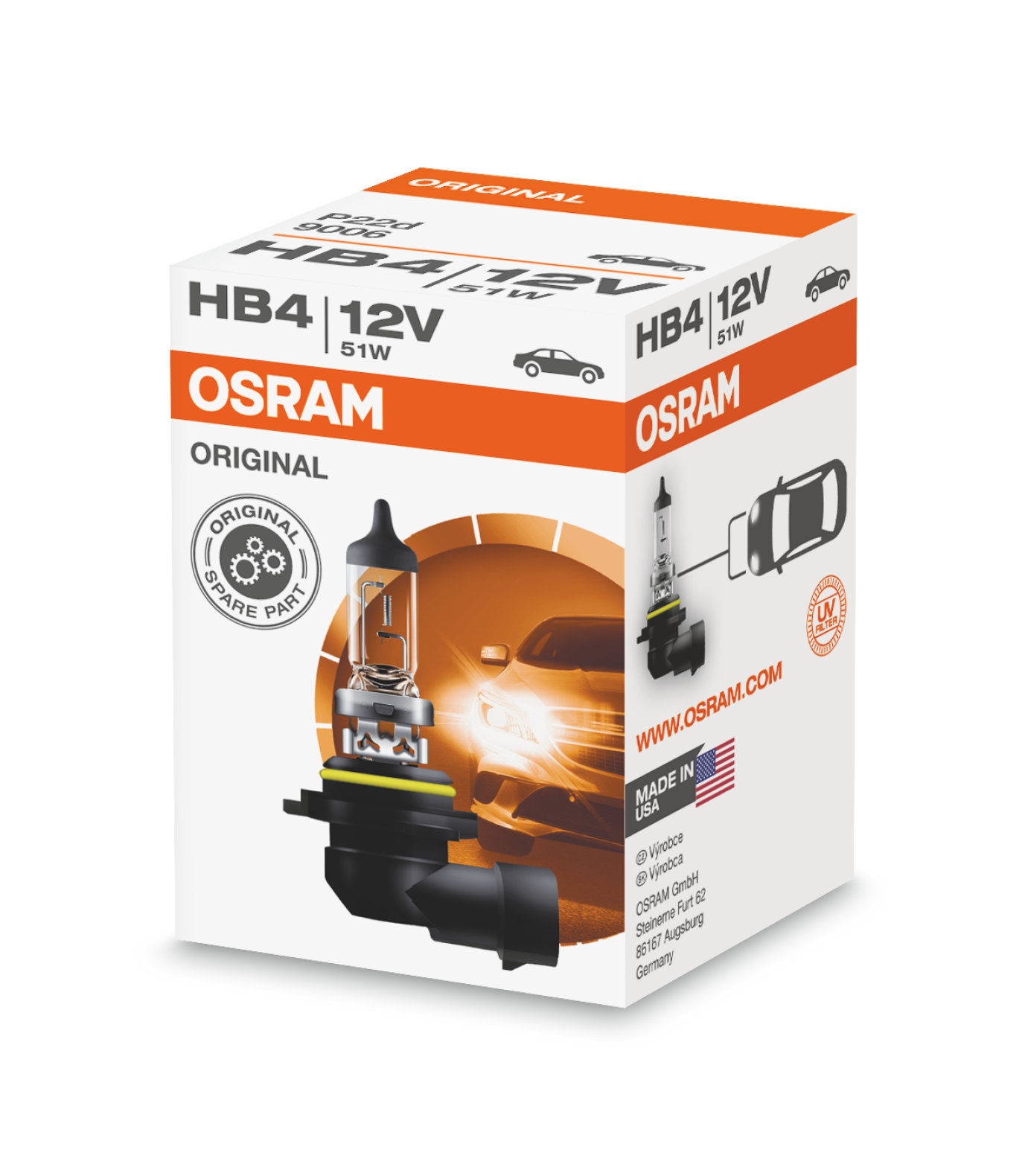Osram HB4 Original Line - 9006 (карт. короб.) Галогеновые лампы купить