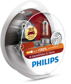 Галогеновые лампы Philips X-tremeVision G-force (+130%)